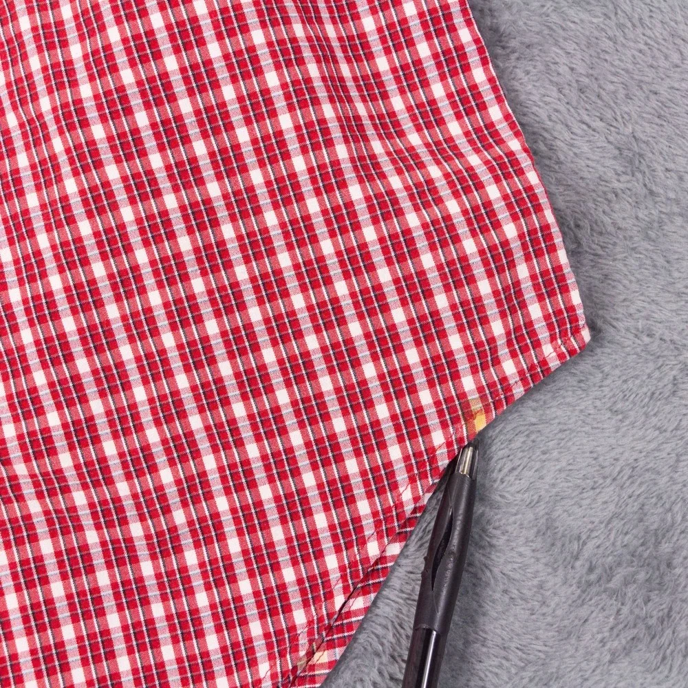 VTG Polo Ralph Lauren 90s Blake Two Ply Cotton Mens L Red White Plaid Shirt